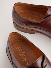 Brown Contrast Sole Leather Oxford Toecap Shoes - Image 4 of 4