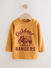 Ochre Yellow Outdoor Ranger Long Sleeve Graphic Print T-Shirt (3mths-7yrs) - Image 1 of 4