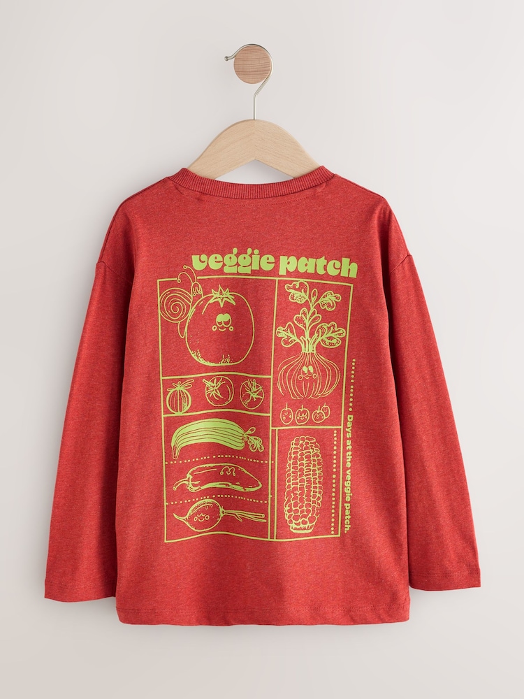 Red Veggie Patch Long Sleeve Graphic Print T-Shirt (3mths-7yrs) - Image 2 of 4