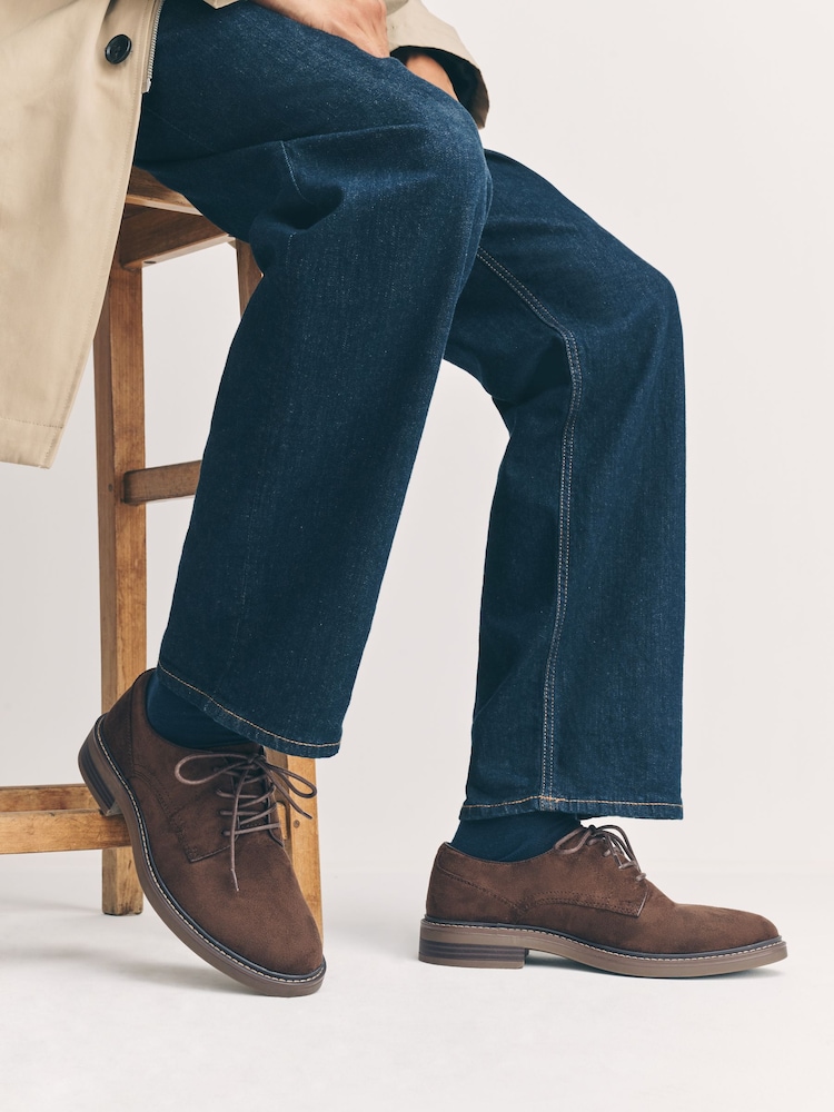 Brown Suedette Derby Shoes - Image 1 of 6