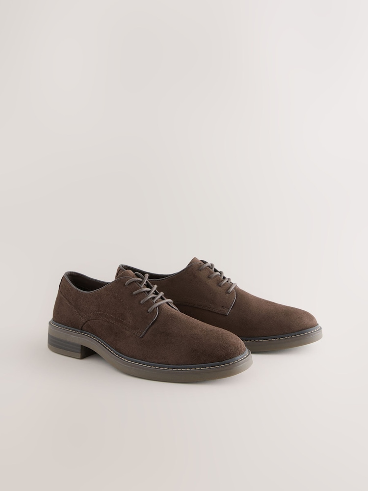 Brown Suedette Derby Shoes - Image 2 of 6