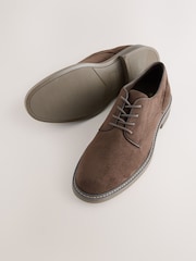 Brown Suedette Derby Shoes - Image 4 of 6