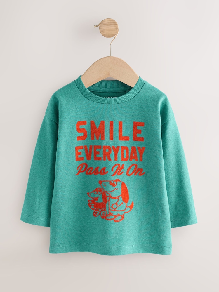 Blue Smile Everyday Long Sleeve Graphic Print T-Shirt (3mths-7yrs) - Image 1 of 4