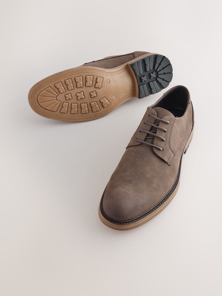 Brown Contrast Sole Derby Shoes - Image 5 of 5