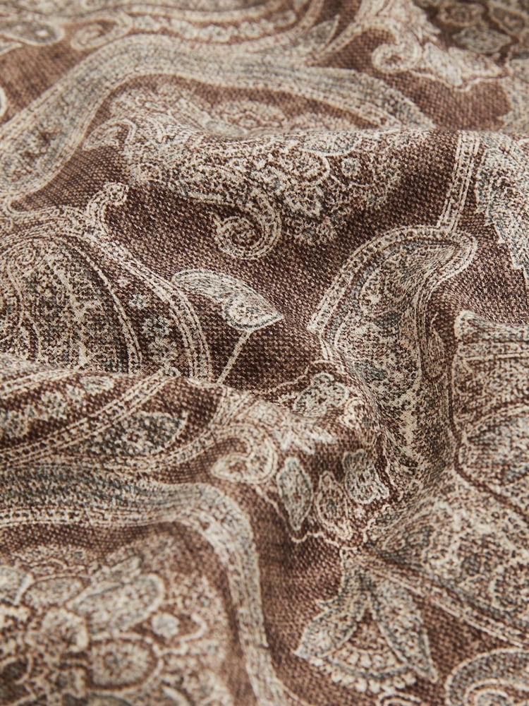 Reiss Grey/Tobacco Brown Volpe Silk Medallion Reversible Pocket Square - Image 5 of 5