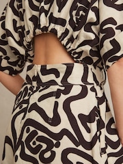 Reiss Brown/Ivory Camelia Linen Blend Printed Shirt Dress - Image 4 of 7