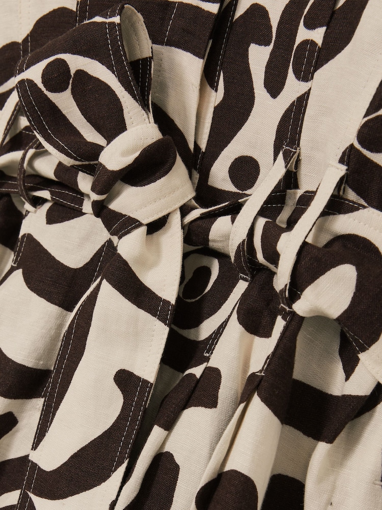 Reiss Brown/Ivory Camelia Linen Blend Printed Shirt Dress - Image 7 of 7