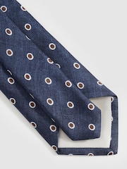 Reiss Navy Graziano Silk Polka Dot Print Tie - Image 4 of 5