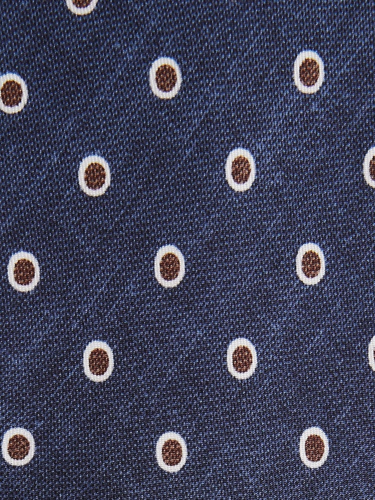 Reiss Navy Graziano Silk Polka Dot Print Tie - Image 5 of 5