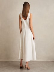 Reiss Ivory Elise Linen Floral-Embroidered Midi Dress - Image 5 of 6