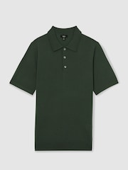Kale Green - Reiss Manor Merino Wool Short Sleeve Polo Shirt - Image 2 of 6
