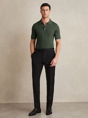 Kale Green - Reiss Manor Merino Wool Short Sleeve Polo Shirt - Image 3 of 6