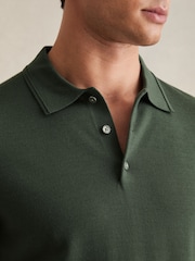 Kale Green - Reiss Manor Merino Wool Short Sleeve Polo Shirt - Image 4 of 6