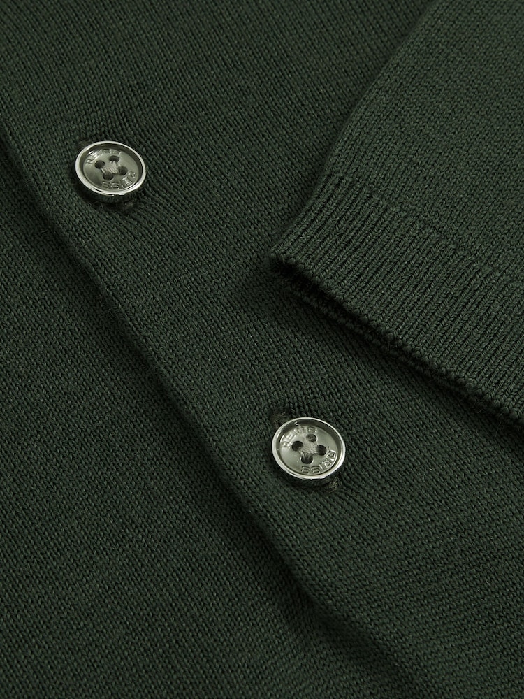 Kale Green - Reiss Manor Merino Wool Short Sleeve Polo Shirt - Image 6 of 6
