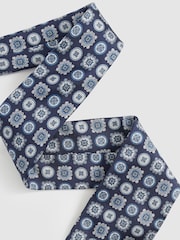 Reiss Eclipse Blue Primo Silk Foulard Medallion Print Tie - Image 2 of 5