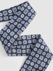 Reiss Eclipse Blue Primo Silk Foulard Medallion Print Tie - Image 3 of 5