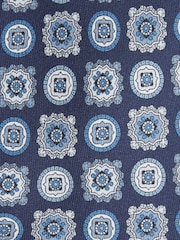 Reiss Eclipse Blue Primo Silk Foulard Medallion Print Tie - Image 5 of 5