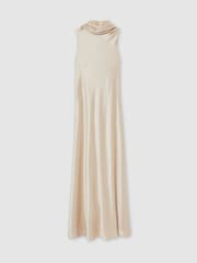 Цвет шампанского - Платье-макси Reiss Fae Satin Cape - Image 2 of 7