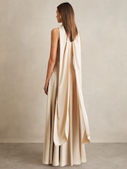 Цвет шампанского - Платье-макси Reiss Fae Satin Cape - Image 4 of 7