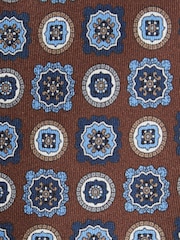 Reiss Chocolate Brown Primo Silk Foulard Medallion Print Tie - Image 5 of 5
