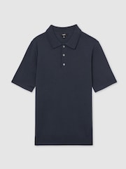 Темно-синий Midnight  - Reiss Manor Merino Wool Short Sleeve Polo Shirt - Image 2 of 7