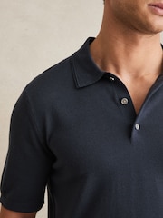Темно-синий Midnight  - Reiss Manor Merino Wool Short Sleeve Polo Shirt - Image 3 of 7