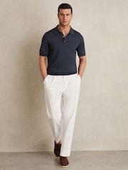 Темно-синий Midnight  - Reiss Manor Merino Wool Short Sleeve Polo Shirt - Image 4 of 7