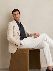 Темно-синий Midnight  - Reiss Manor Merino Wool Short Sleeve Polo Shirt - Image 5 of 7