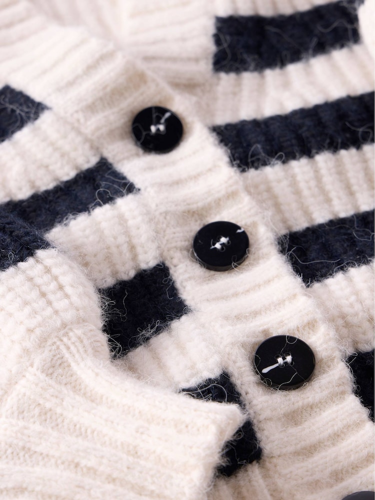 Mint Velvet White Stripe V-Neck Cardigan - Image 8 of 8