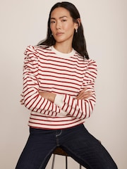 Mint Velvet Red Striped Ruched Sweatshirt - Image 3 of 7