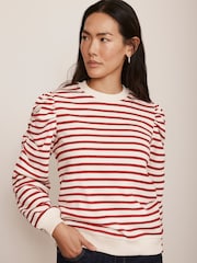 Mint Velvet Red Striped Ruched Sweatshirt - Image 4 of 7