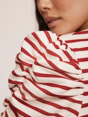 Mint Velvet Red Striped Ruched Sweatshirt - Image 5 of 7