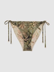 Reiss Khaki Thia Reiss | NYBG Floral Tie Bikini Bottoms - Image 2 of 4