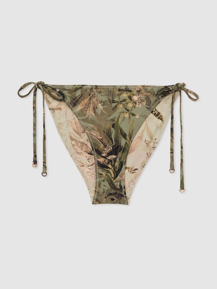 Reiss Khaki Thia Reiss | NYBG Floral Tie Bikini Bottoms - Image 2 of 4