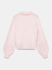 Mint Velvet Pink Pointelle Collar Jumper - Image 8 of 9