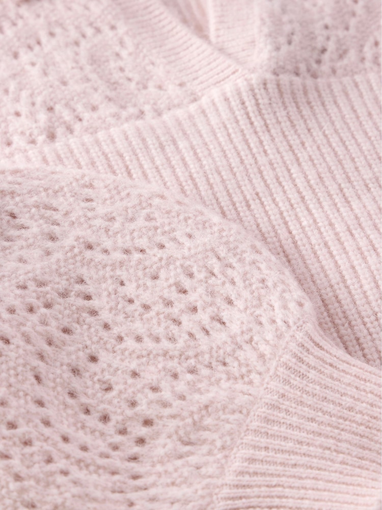 Mint Velvet Pink Pointelle Collar Jumper - Image 9 of 9