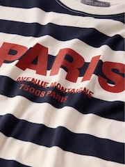Mint Velvet Blue 100% Cotton Striped Slogan T-Shirt - Image 7 of 8