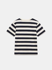 Mint Velvet Blue 100% Cotton Striped Slogan T-Shirt - Image 8 of 8