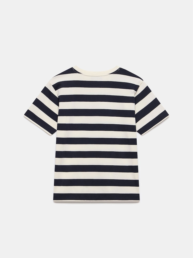 Mint Velvet Blue 100% Cotton Striped Slogan T-Shirt - Image 8 of 8