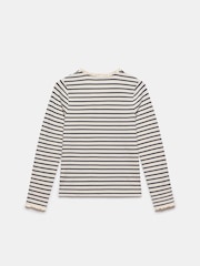 Mint Velvet White 100% Cotton Striped Henley Top - Image 8 of 8
