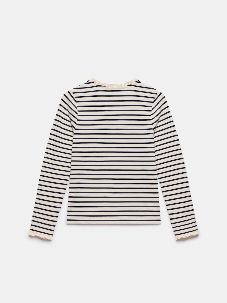 Mint Velvet White 100% Cotton Striped Henley Top - Image 8 of 8
