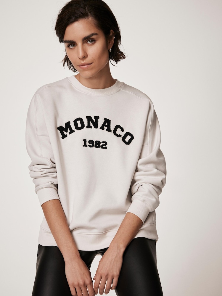 Mint Velvet Cream Monaco Graphic Sweatshirt - Image 4 of 8