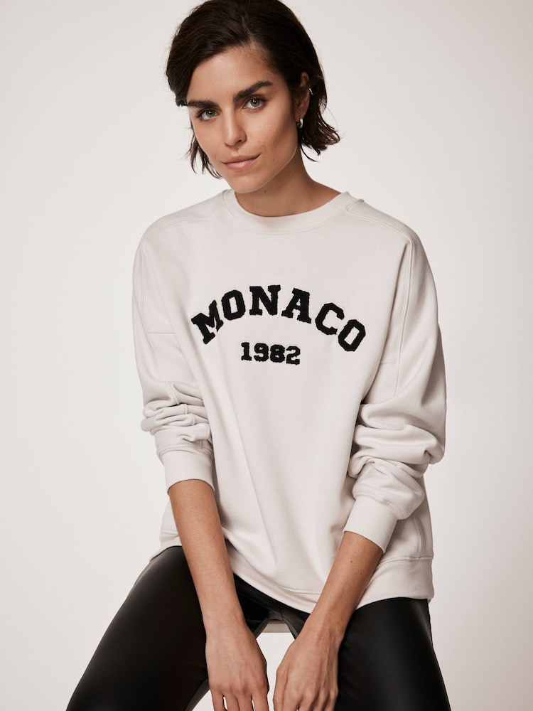Mint Velvet Cream Monaco Graphic Sweatshirt - Image 5 of 8