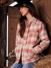 Mint Velvet Pink Checked Shacket - Image 3 of 8