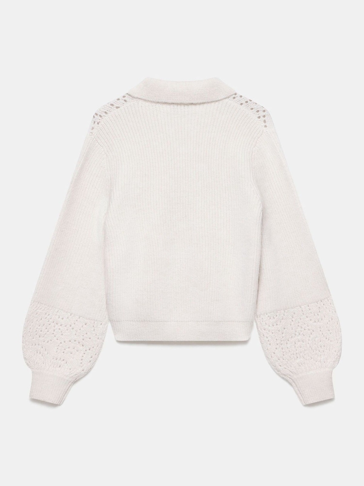 Mint Velvet White Pointelle Collar Jumper - Image 7 of 7