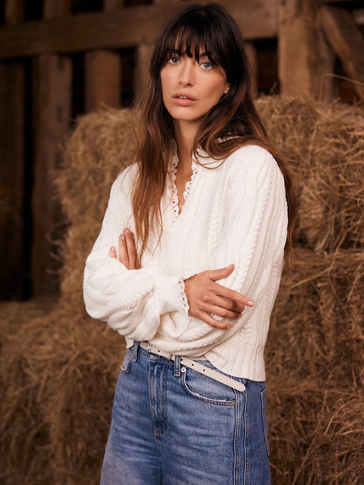 Mint Velvet White Cotton Blend Jumper - Image 2 of 9
