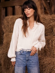 Mint Velvet White Cotton Blend Jumper - Image 3 of 9