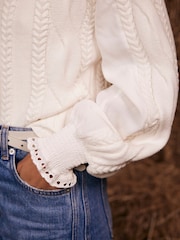 Mint Velvet White Cotton Blend Jumper - Image 4 of 9