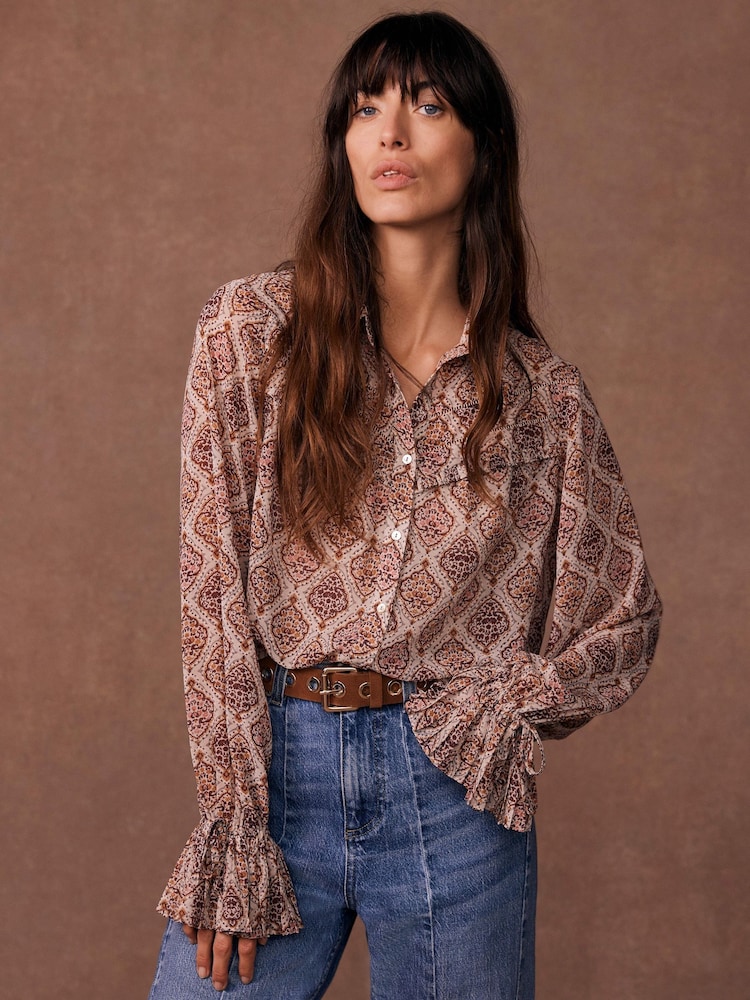 Mint Velvet Cream Geometric Print Shirt - Image 1 of 8