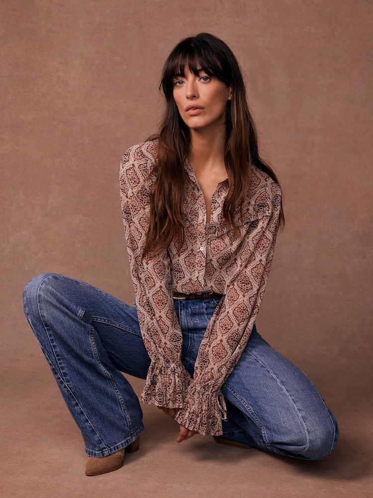 Mint Velvet Cream Geometric Print Shirt - Image 2 of 8